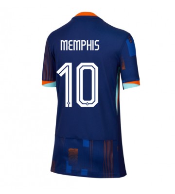 Países Bajos Memphis Depay #10 Segunda Equipación Mujer Eurocopa 2024 Manga Corta